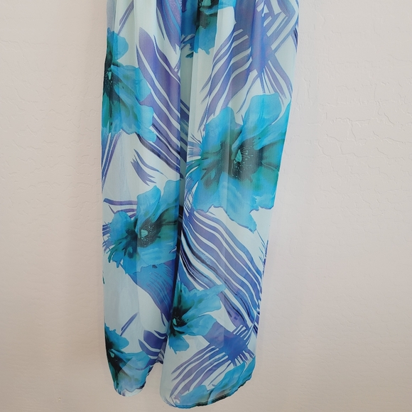 💕 She's Cool Blue Empire Waist Floral Maxi Dress XL - Picture 2 of 15